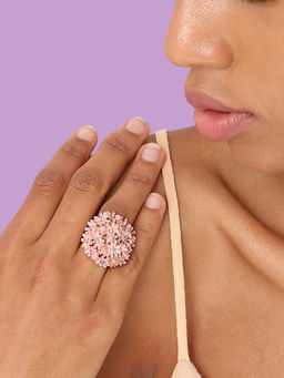 Sohi - Gold Plated Party Designer Stone Ring for Women