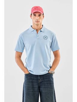 Snitch - Light Blue Solid Half Sleeves Regular Casual Polo T-Shirt