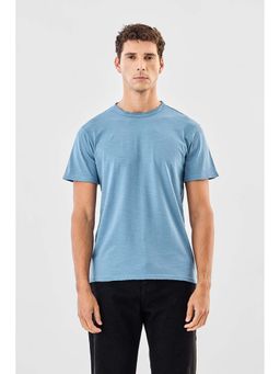 Snitch - Sky Blue Solid Half Sleeves Regular Casual T-Shirt