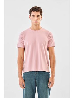 Snitch - Pastel Pink Solid Half Sleeves Regular Casual T-Shirt