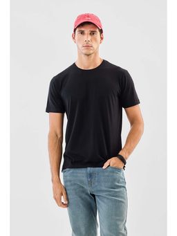 Snitch - Black Solid Half Sleeves Regular Casual T-Shirt