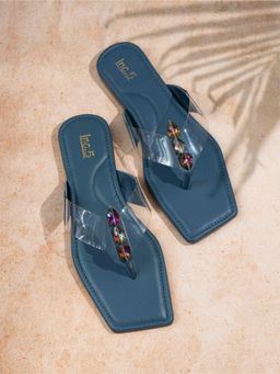 Inc.5 - Womens Blue Casual Transparent Square Sandals