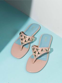 Inc.5 - Womens Peach Ethnic Embellished Fashion Sandals