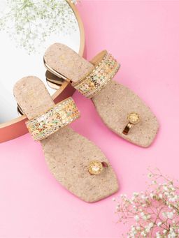 Inc.5 - Womens Gold Ethnic Embellished Sandals