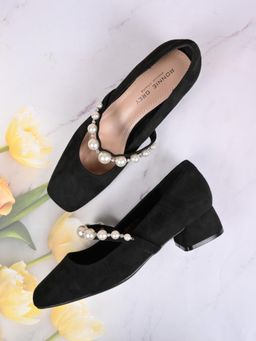 Ronnie Grey - Women Black Solid Mary Jane Pumps
