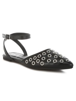 London Rag - Metallic Eyelet Detail Flat Mules