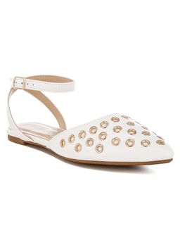 London Rag - Metallic Eyelet Detail Flat Mules