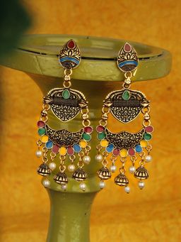 Anika's Creations - Traditional Gold Plated Partywear Multicolour Meenakari Earring