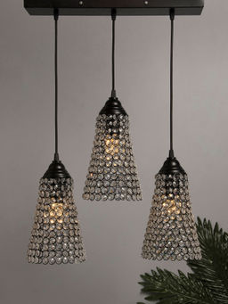 Homesake - Linear Chandelier Black Crystal Cone Pendant