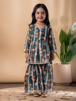 Readiprint - Girls Floral Chanderi Silk Full Sleeves Co-Ord Set