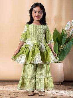 Readiprint - Girls Printed Pure Cotton Cape Kurti with Sharara