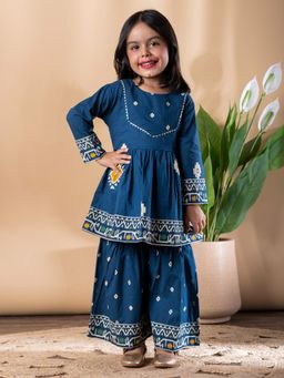 Readiprint - Girls Printed Pure Cotton Full Sleeves Kurti with Sharara