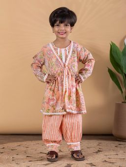Readiprint - Girls Floral Pure Cotton Full Sleeves Kurta with Salwar