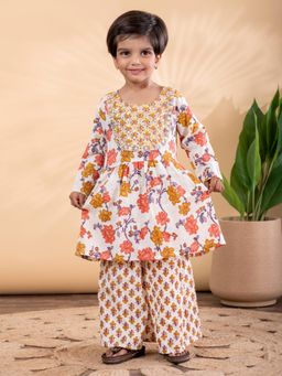 Readiprint - Girls Floral Pure Cotton Full Sleeves Kurti with Sharara