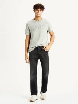 Levi's - Men 505 Black Straight Fit Mid Rise Jeans