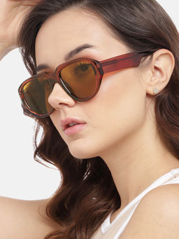 Carlton London - Women Polycarbonate UV Protected Brown Dial Rectangle Sunglasses