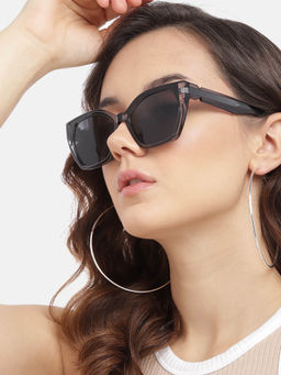 Carlton London - Women Polycarbonate UV Protected Black Dial Rectangle Sunglasses