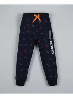 PLUM TREE - Boys Skater Print Jogger Track Pant- Navy Blue