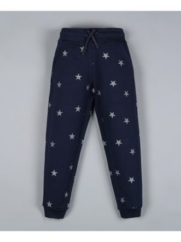 PLUM TREE - Girls Star Glitter Print Jogger Track Pant- Navy Blue