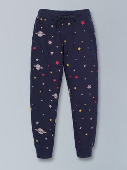 PLUM TREE - Girls Space Print Jogger Track Pant- Navy Blue