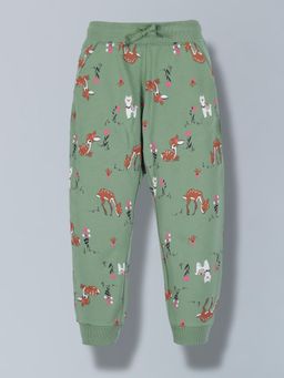 PLUM TREE - Girls Deer Print Jogger Track Pant- Green