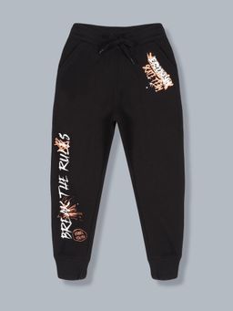 PLUM TREE - Boys Break the Rules Print Jogger Track Pant- Black