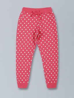 PLUM TREE - Girls Polka Print Jogger Track Pant- Magenta