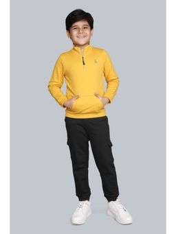 PLUM TREE - Yellow Pure Cotton High Neck Sweatshirt and Cargo Jogger