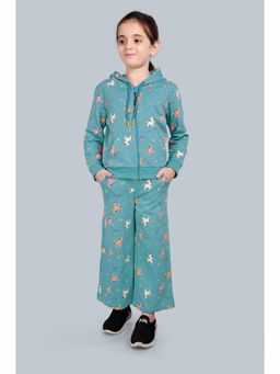 PLUM TREE - Teal Pure Cotton Hoodie and Cargo Pant Co-ord