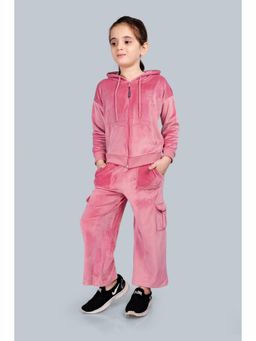 PLUM TREE - Pink Crown Logo Stone Hoodie and Cargo Wide Leg Pant Co-ord