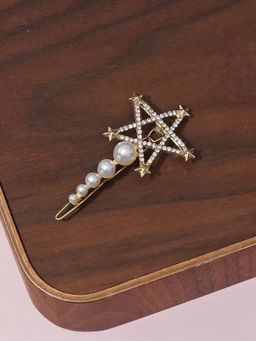 Pipa Bella by Nykaa Fashion - Stone Studded Pearl Embellished Falling Star Hair Pin