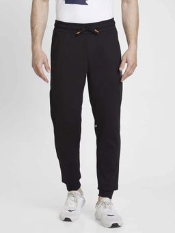 Spykar - Men Black Blended Regular Fit Plain Joggers