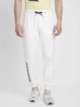 Spykar - Men White Blended Regular Fit Plain Joggers