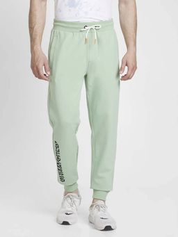 Spykar - Men Pista Green Blended Regular Fit Plain Joggers