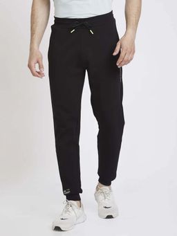 Spykar - Men Black Blended Regular Fit Plain Joggers