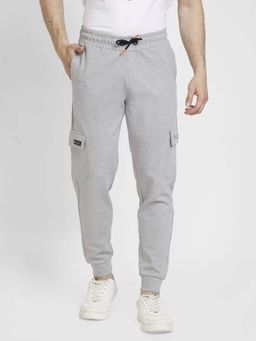 Spykar - Men Grey Melange Blended Regular Fit Plain Joggers