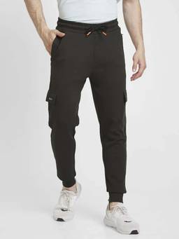 Spykar - Men Green Blended Regular Fit Plain Joggers