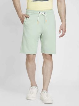 Spykar - Men Dusty Pista Green Blended Knee Length Shorts