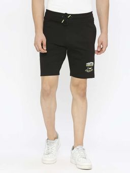 Spykar - Men Black Blended Regular Fit Knee Length Plain Shorts