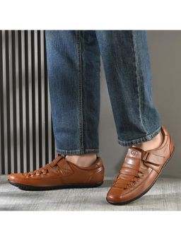 Valentino - Men Premium Leather Tan Sandal