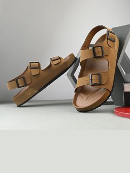 Valentino - West Port Men Brown Cushioned Sandals With Buckle Strap