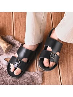 Valentino - Men Black Faux Leather Elegant Sandals