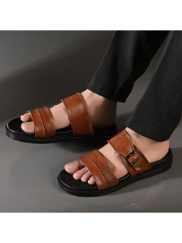 Valentino - Men Tan Faux Leather Comfort Slipper