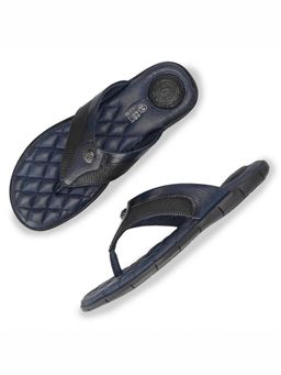 Valentino - Men Premium Leather Blue Casual V-Strap Slipper