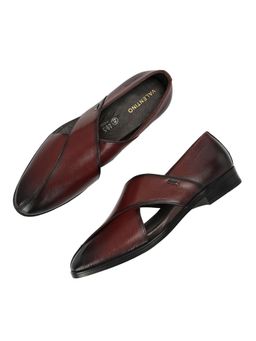 Valentino - Men Burgundy Premium Leather Bordo Stylish And Comfortable Peshawari Sandals