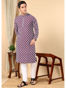 TATTVA - Magenta Embroidered Kurta and Pyjama (Set of 2)