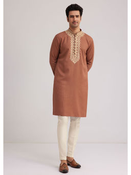 KALKI FASHION - Brown Floral Kurta and Pant (Set of 2)