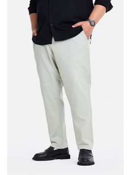 Snitch - Grey Textured Cotton Regular Fit Trouser