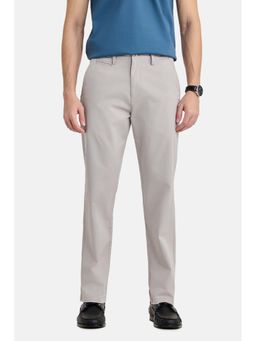 Snitch - Beige Solid Cotton Blend Relaxed Fit Trouser