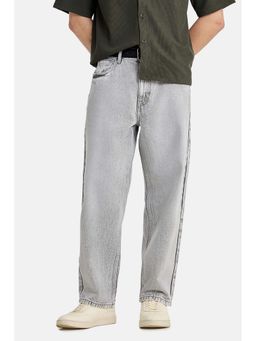 Snitch - Grey Solid Cotton Loose Fit Jeans